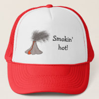 Volcano fun cartoon style & "Smokin' hot!" slogan
