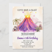 Volcano girl theme party Invitation