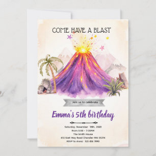 Volcano girl theme party Invitation