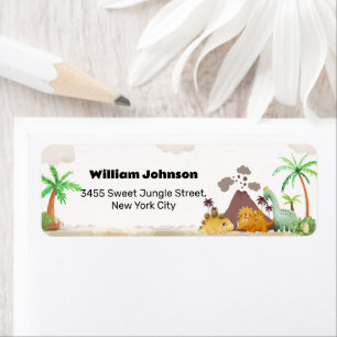 Volcano Hatching Dino Baby Shower Return Address