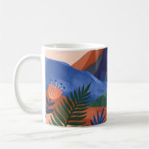 Volcano Landscape Mug – Terracotta & Cobalt