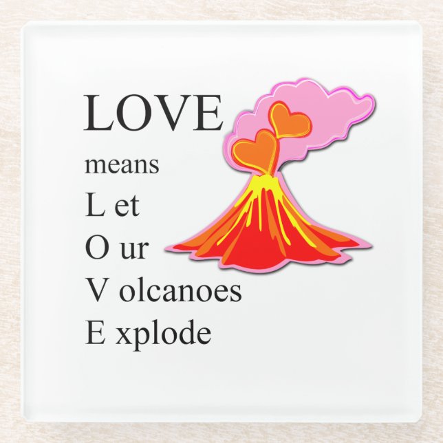 Volcano LOVE  Glass Coaster (Front)