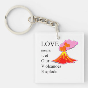 Volcano LOVE  Glass Coaster Key Ring