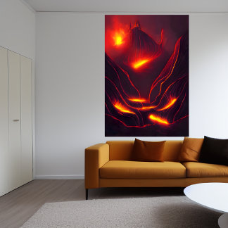 Volcano, mountain and lava | AI Art Poster