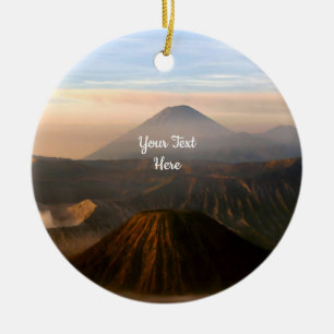 Volcano Mountain Photography Ceramic Tree Decoration