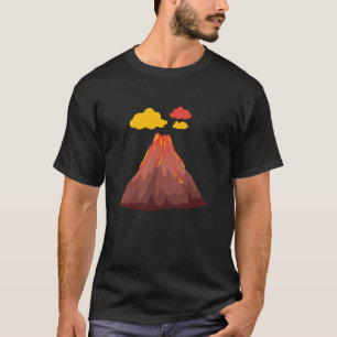 Volcano Mountain Volcanic Eruption Magma Dinosaur  T-Shirt