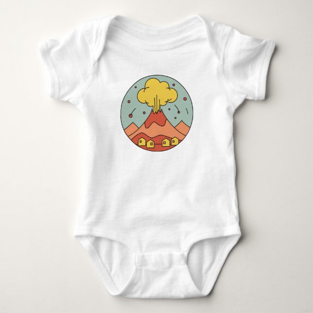 Volcano Natural Disaster Baby Bodysuit (Front)