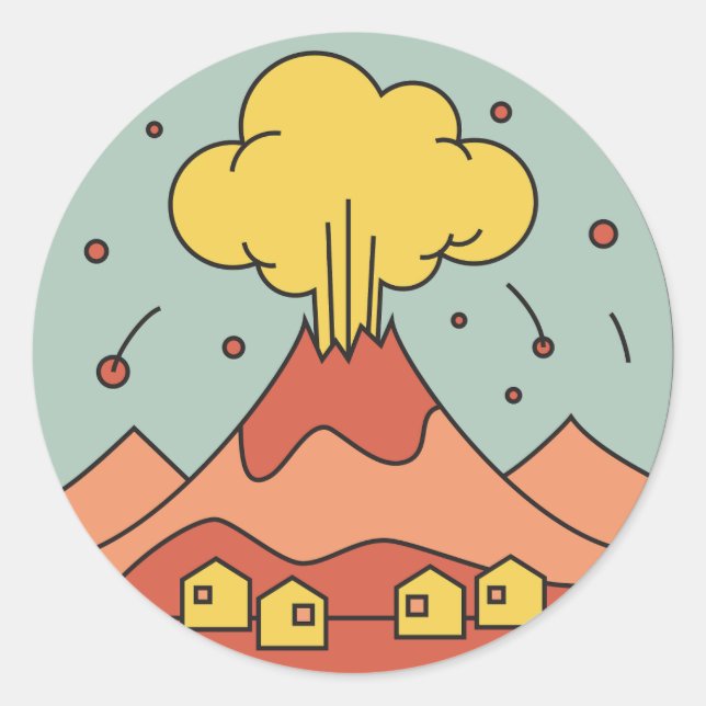 Volcano Natural Disaster Classic Round Sticker (Front)