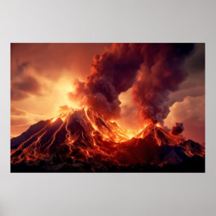 Volcano Nature Force Unleash Power Earth Disaster Poster