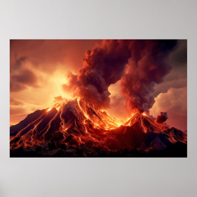 Volcano Nature Force Unleash Power Earth Disaster Poster (Front)