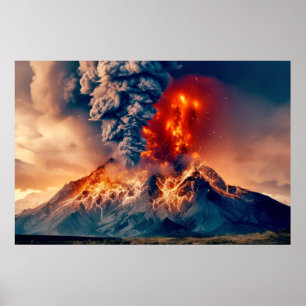 Volcano Nature Force Unleash Power Earth Disaster Poster