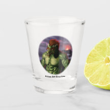 Volcano Troll Vacation Fantasy Art Shot Glass