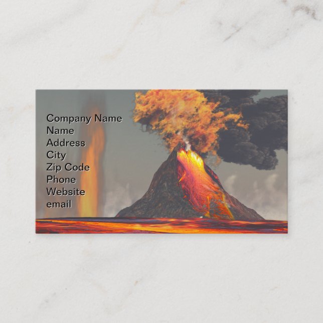 Volcano with Lava and Fire Business Card (Front)
