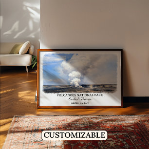 Volcanoes National Park Hawaii Poster, Watercolor, Poster