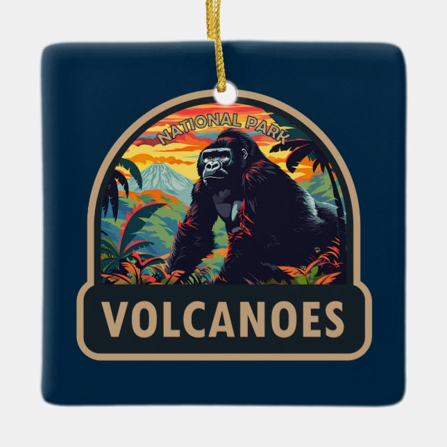 Volcanoes National Park Mountain Gorilla Travel Ceramic Ornament (Front)