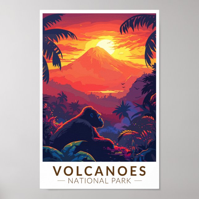 Volcanoes National Park Mountain Gorilla Travel Poster (Front)