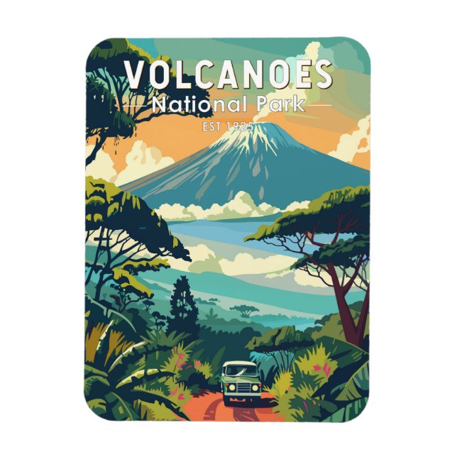 Volcanoes National Park Rwanda Travel Art Vintage Magnet (Vertical)