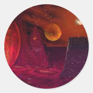 Volcanoes on Mars Classic Round Sticker