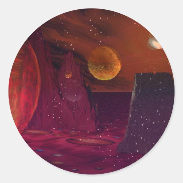 Volcanoes on Mars Classic Round Sticker (Front)