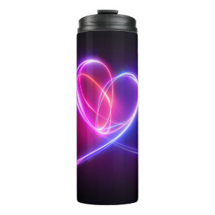 Volet pink neon light drawing. Abstract heart dood Thermal Tumbler