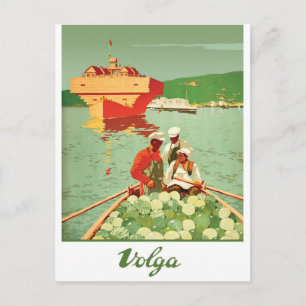 Volga, sailing boats and watermelon traders postcard