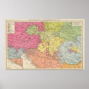 Volkerkarte v Oesterreich Ungarn, Austria Hungary Poster