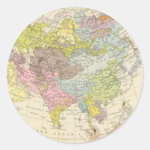 Volkerkarte von Asien - Map of Asia Classic Round Sticker