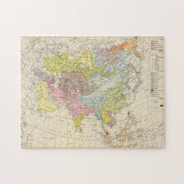 Volkerkarte von Asien - Map of Asia Jigsaw Puzzle (Horizontal)