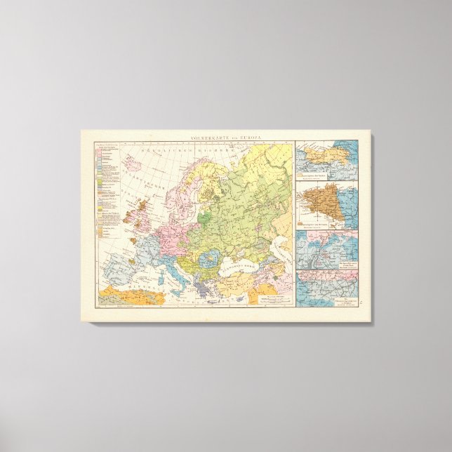 Volkerkarte von Europa, Map of Europe Canvas Print (Front)