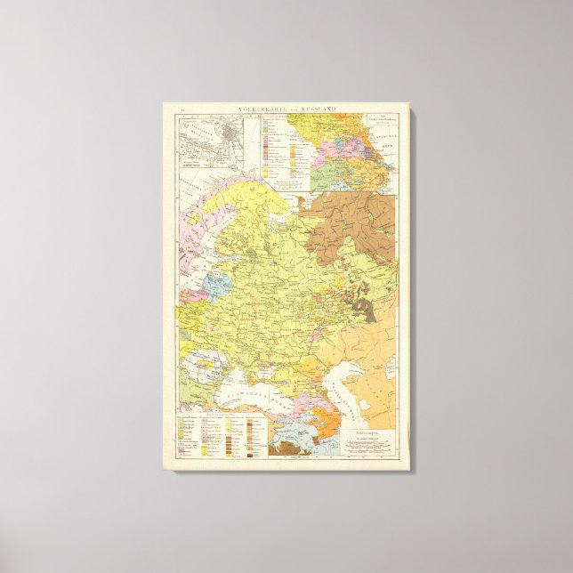 Volkerkarte von Russland - Map of Russia Canvas Print (Front)