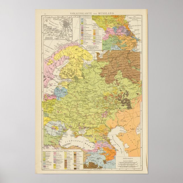 Volkerkarte von Russland - Map of Russia Poster (Front)