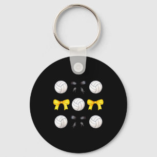 Volley & Black Yellow Gold Bows Volleyball Tea Key Ring