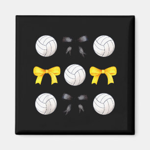 Volley &amp; Black Yellow Gold Bows Volleyball Tea Magnet
