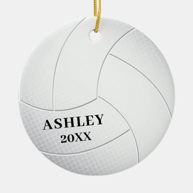 Volley Ball Personalised Christmas Ceramic Tree Decoration (Front)