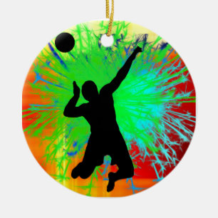Volley Ball Service Fireworks Ceramic Tree Decoration