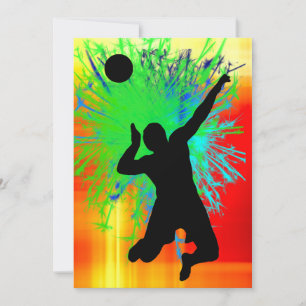Volley Ball Service Fireworks Invitation