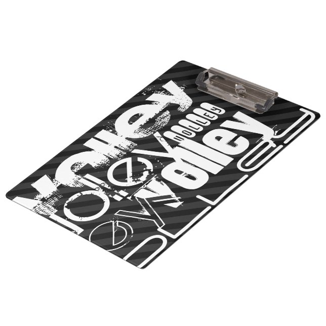 Volley; Black & Dark Grey Stripes Clipboard (Angled)