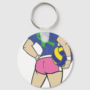 VOLLEY GIRL GREEN RIBBON KEY RING