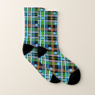Volley or Rally Pickleball Plaid - Black and Blue Socks