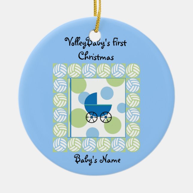VolleyBaby's First Christmas Blue Ornament (Front)