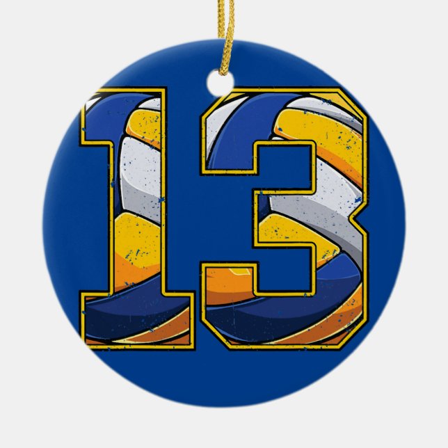Volleyball 13th Birthday Boy Girl Thirteen 13 Ceramic Tree Decoration (Front)