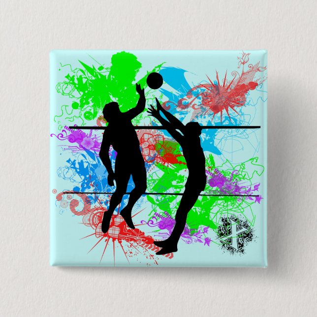 Volleyball 15 Cm Square Badge (Front)