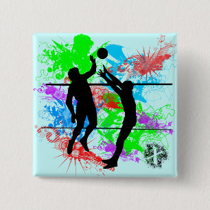 Volleyball 15 Cm Square Badge