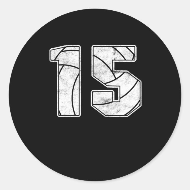 Volleyball 15 th Birthday Celebration Sports Gift Classic Round Sticker (Front)