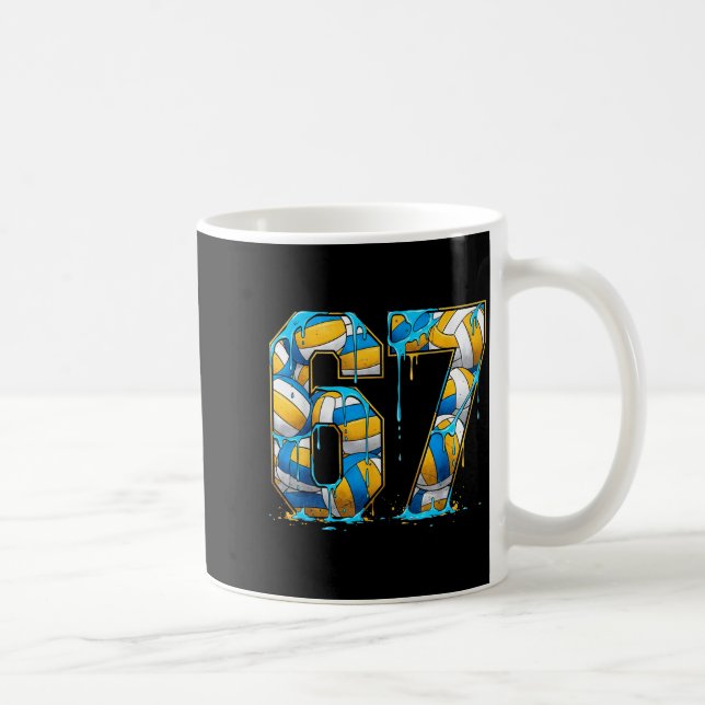 Volleyball 67 Six Seven Srt Funny Gen Alpha Z Meme Coffee Mug (Right)