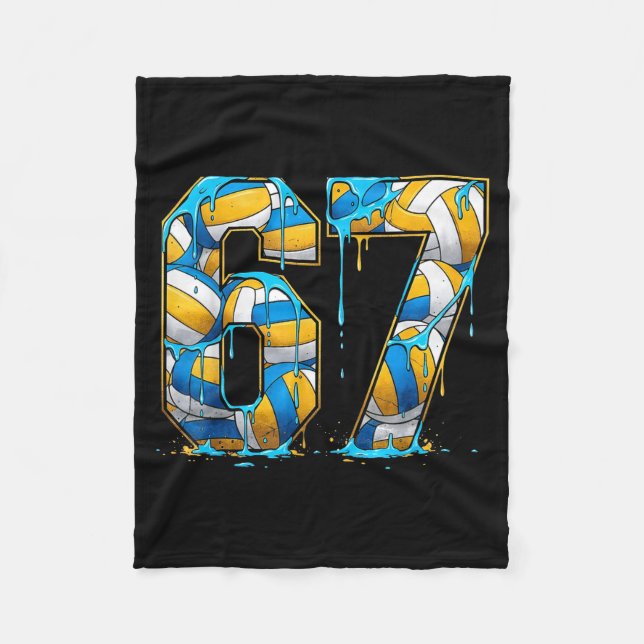 Volleyball 67 Six Seven Srt Funny Gen Alpha Z Meme Fleece Blanket (Front)