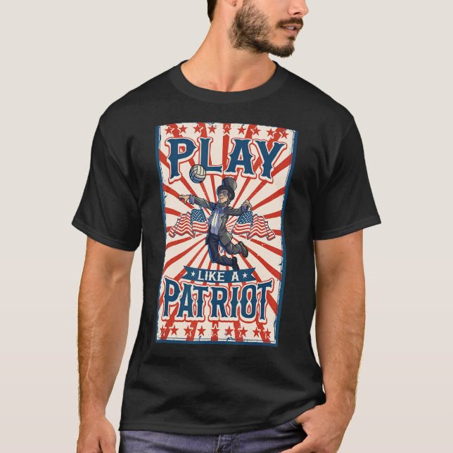 Volleyball Abraham Lincoln 4th Of July Boys Kids U T-Shirt (Front)