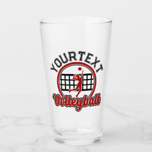  Volleyball ADD NAME Spike Ball Attack Team Player Glass