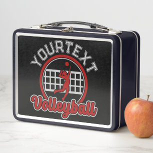  Volleyball ADD NAME Spike Ball Attack Team Player Metal Lunch Box