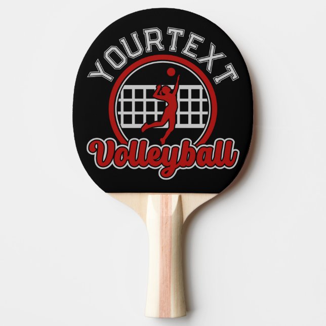  Volleyball ADD NAME Spike Ball Attack Team Player Ping Pong Paddle (Front)